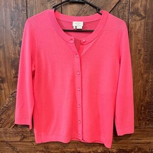 Kate spade women’s live colorfully hot pink 100% wool sweater cardigan size M